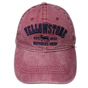 Lucky 7 Baseball Cap Red OSFM Yellowstone National Park Cotton Embroidered Hat